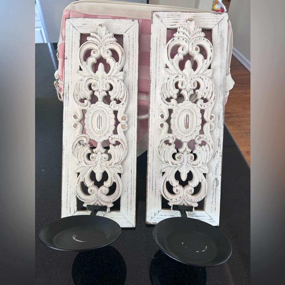 Set of 2 Rustic white sconces